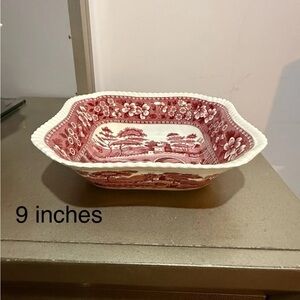 Vintage Copeland Spode Pink Tower 9”square vegetable serving dish,old backstamp
